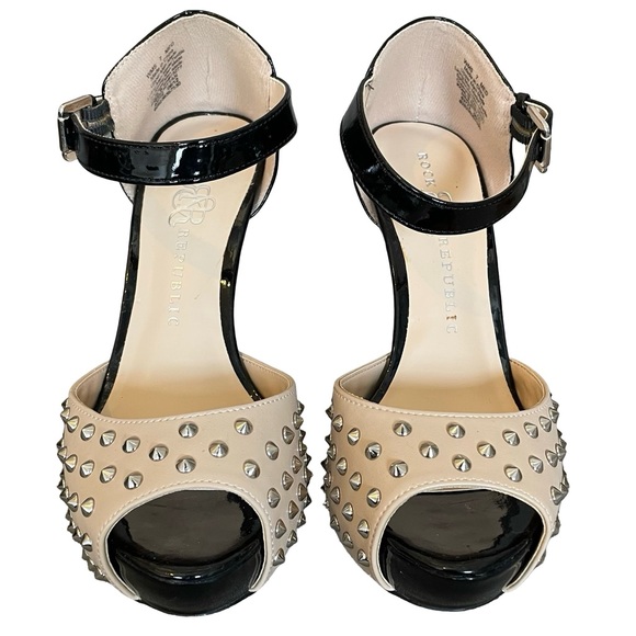 Rock & Republic Heels Studded Platform Vegan Patent Leather Kurttan Size 7 - Picture 2 of 8